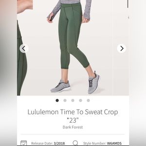Lululemon Time To Sweat Crop *23"